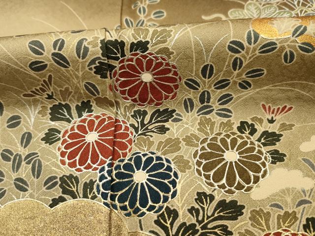 平和屋着物■訪問着 渡橋飛鶴風景花文 暈し染め 金銀彩 正絹 逸品 DABG7581ya