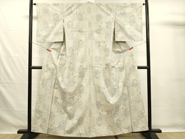 平和屋着物■上質な紬 亀甲花文 正絹 逸品 DABG7594ya