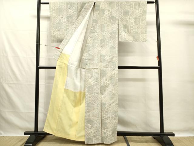 平和屋着物■上質な紬 亀甲花文 正絹 逸品 DABG7594ya