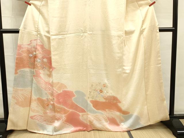 平和屋着物■訪問着 駒刺繍 草花文 暈し染め 金彩 鈴乃屋扱い 正絹 逸品 DABG7617ya