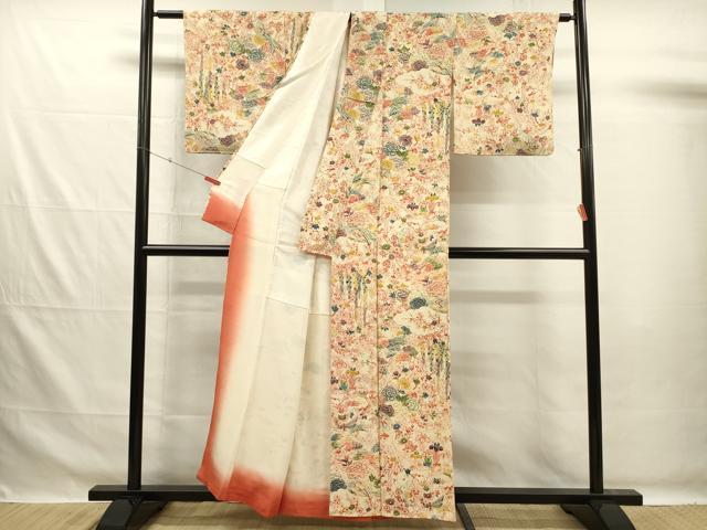 平和屋着物■上質な小紋 型染め 草花文 正絹 逸品 DABG7624ya