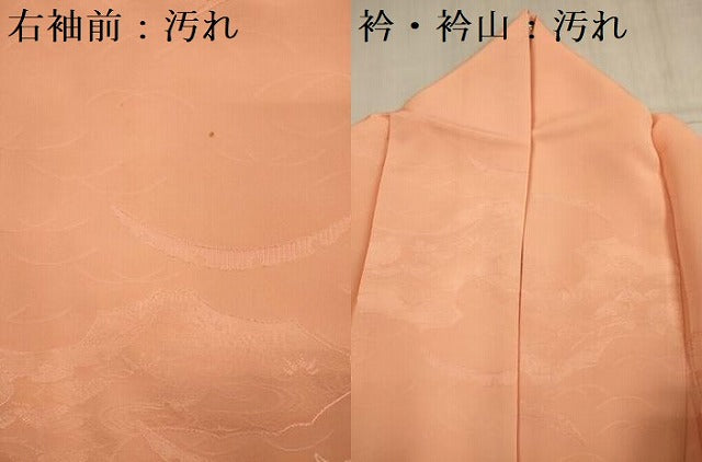 平和屋着物■上質な色無地 風景雪芝地紋 深支子色 正絹 逸品 DABG7631ya