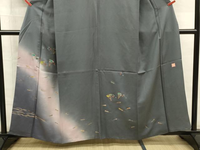 平和屋着物■訪問着 作家物 螺鈿 舞扇花文 暈し染め 金彩 正絹 逸品 DABG7637ya