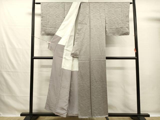 平和屋着物■上質な色無地 芝地紋 銀鼠色 正絹 逸品 DABG7642ya