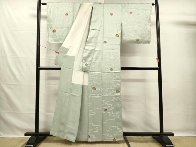 平和屋着物■上質な小紋 流水楓文 鹿の子 正絹 逸品 DABG7649ya
