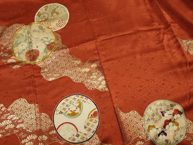 平和屋着物■訪問着 駒刺繍 花丸文 金彩 正絹 逸品 DABG7650ya