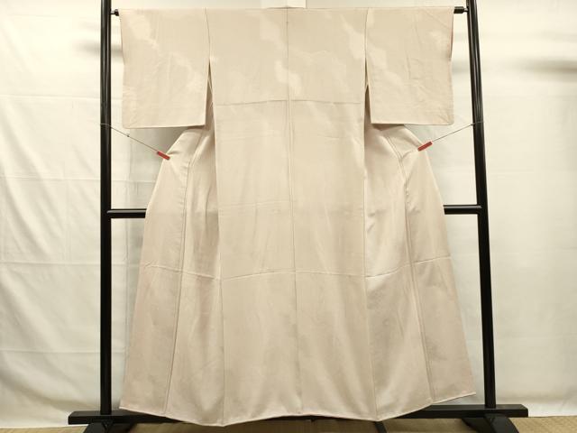 平和屋着物■上質な色無地 吉祥地紋 灰梅色 正絹 逸品 DABG7660ya