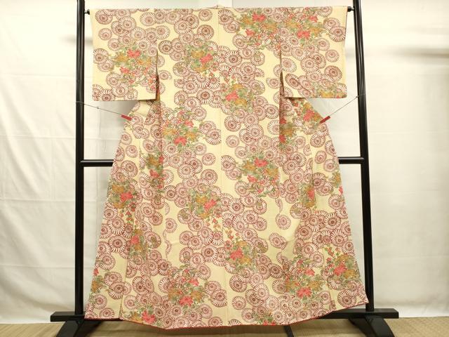 平和屋着物■上質な小紋 型染め 草花文 菊尽くし 正絹 逸品 DABG7662ya