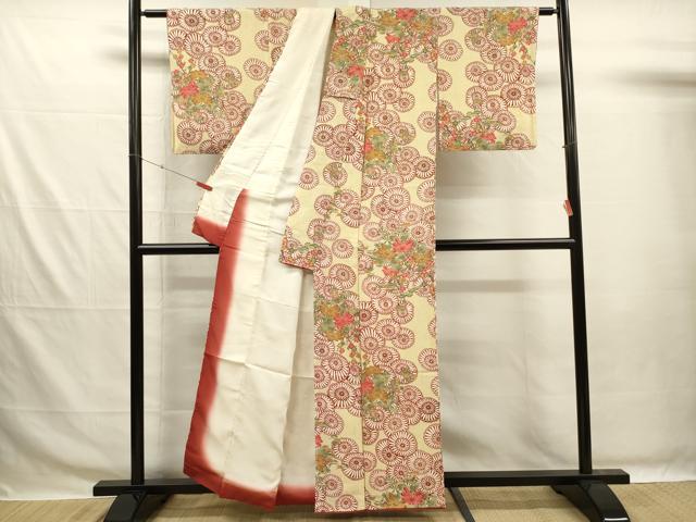 平和屋着物■上質な小紋 型染め 草花文 菊尽くし 正絹 逸品 DABG7662ya