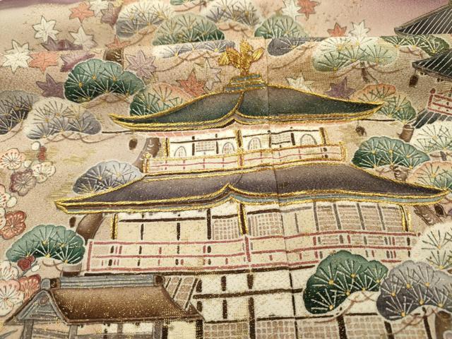 平和屋着物■豪華色留袖 作家物 風景花松文 枝梅 暈し染め 金糸 金通し地 正絹 逸品 DABG7667ya