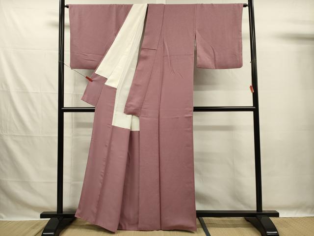 平和屋着物■上質な色無地 霞地紋 葡萄鼠色 正絹 逸品 DABG7671ya