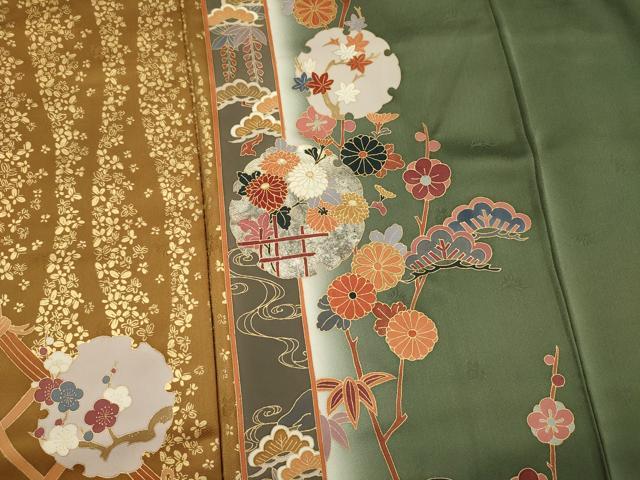 平和屋着物■訪問着 雪輪草花文 松竹梅 暈し染め 金彩 ロング丈 正絹 逸品 DABG7678ya