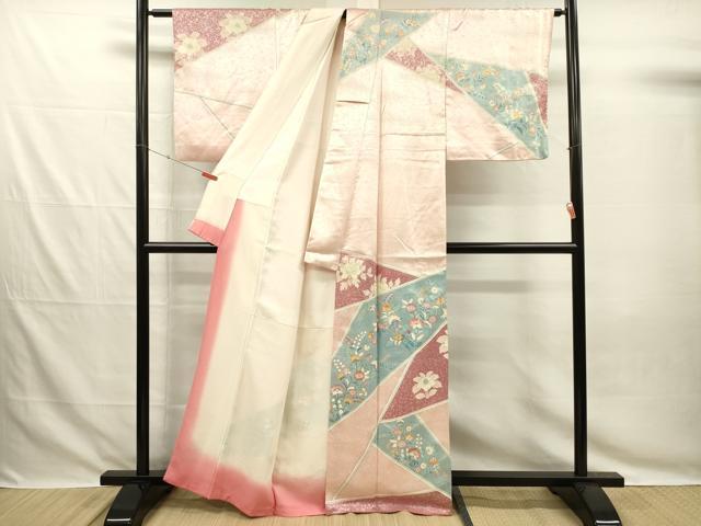 平和屋着物■訪問着 刺繍 草花文 金彩 正絹 逸品 DABG7814ya