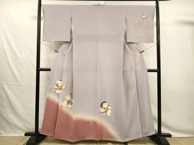 平和屋着物■訪問着 童子遊び 暈し染め 金彩 鬼しぼ縮緬 正絹 逸品 DABG7826ya