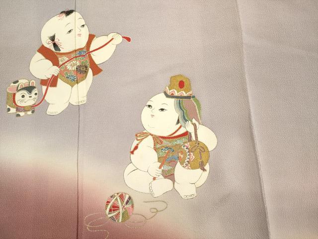 平和屋着物■訪問着 童子遊び 暈し染め 金彩 鬼しぼ縮緬 正絹 逸品 DABG7826ya