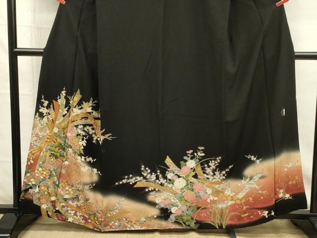 平和屋着物■豪華黒留袖 作家物 束ね熨斗花文 暈し染め 金彩 正絹 逸品 DABG7839ya