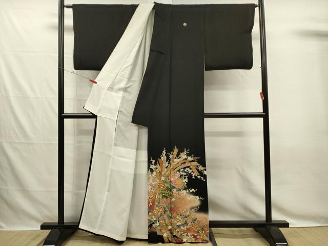 平和屋着物■豪華黒留袖 作家物 束ね熨斗花文 暈し染め 金彩 正絹 逸品 DABG7839ya