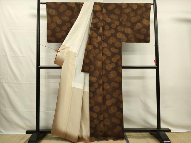 平和屋着物■上質な小紋 亀甲尽くし 暈し染め 正絹 逸品 DABG7851ya