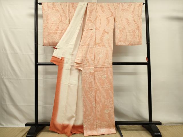 平和屋着物■上質な小紋 総絞り 舞花文 正絹 逸品 DABG7857ya