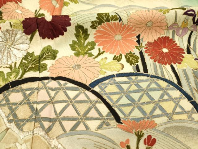 平和屋着物■訪問着 刺繍 立波草花文 暈し染め 銀糸 正絹 逸品 DABG7860ya