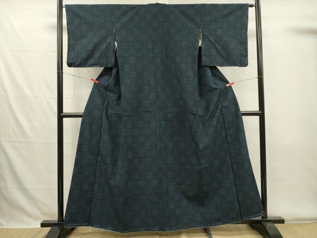 平和屋着物■上質な紬 格子花文 正絹 逸品 未使用 DABG78689ya