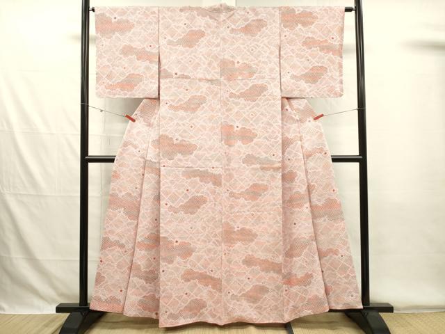 平和屋着物■上質な小紋 総絞り 雲文 正絹 逸品 DABG7869ya