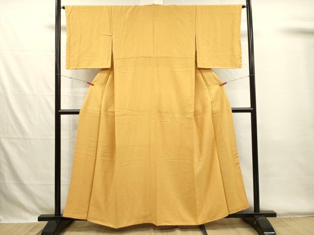 平和屋着物■上質な色無地 霞地紋 黄朽葉色 正絹 逸品 DABG7871ya