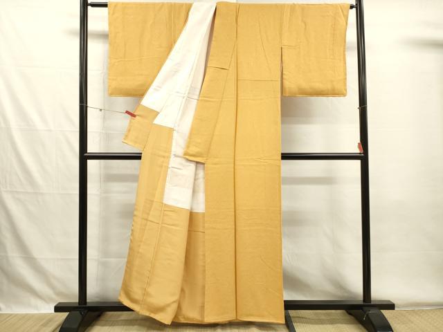 平和屋着物■上質な色無地 霞地紋 黄朽葉色 正絹 逸品 DABG7871ya