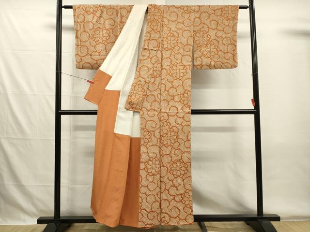 平和屋着物■上質な小紋 総絞り 菊唐草文 正絹 逸品 DABG7872ya