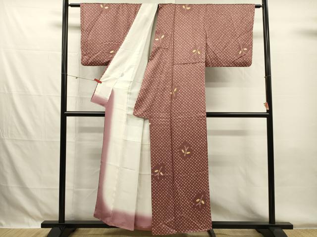 平和屋着物■上質な小紋 総絞り 枝葉文 正絹 逸品 DABG7876ya