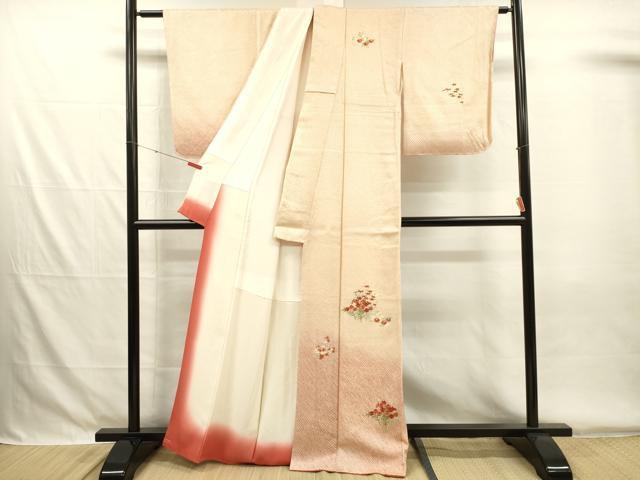 平和屋着物■訪問着 刺繍 総絞り 草花文 暈し染め 正絹 逸品 DABG7878ya