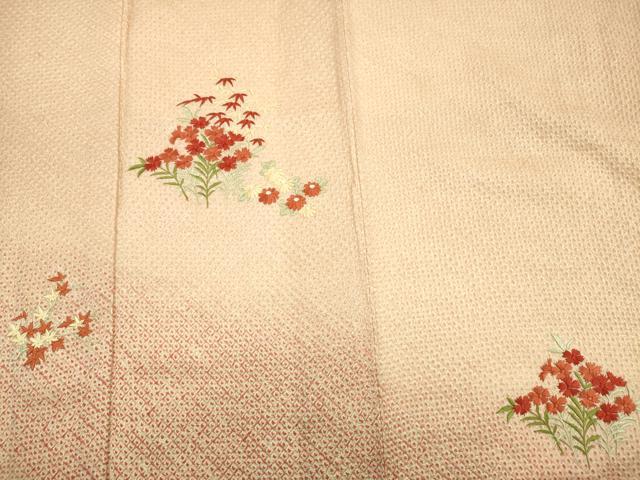 平和屋着物■訪問着 刺繍 総絞り 草花文 暈し染め 正絹 逸品 DABG7878ya