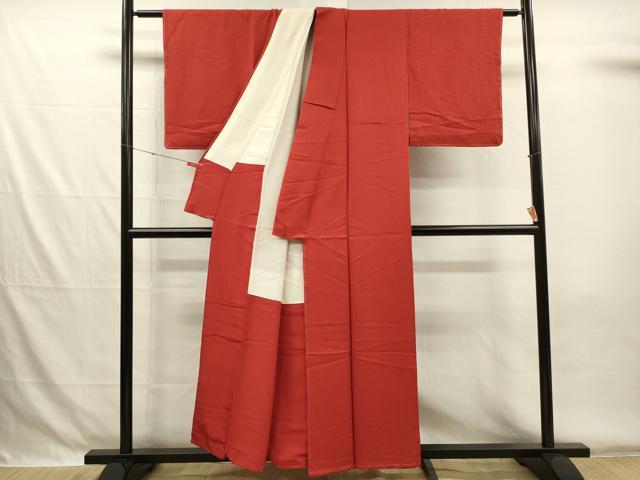平和屋着物■上質な色無地 霞地紋 深緋色 正絹 逸品 DABG7881ya
