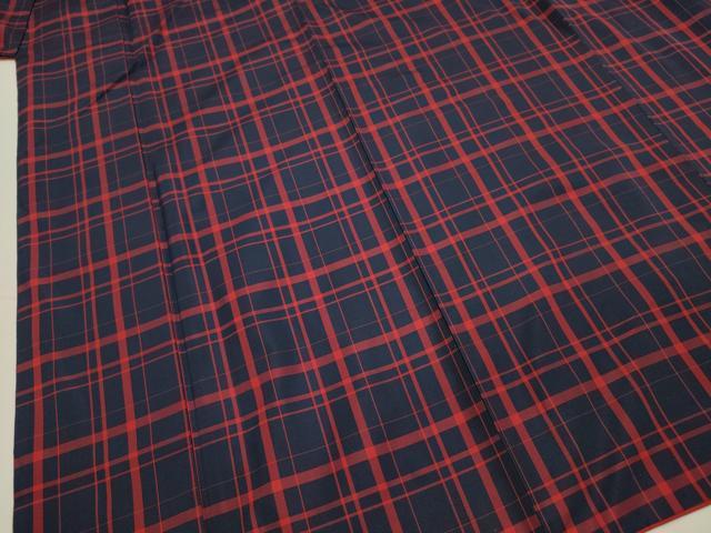 平和屋着物■本場縞大島紬 格子文 正絹 逸品 DABG7941ya