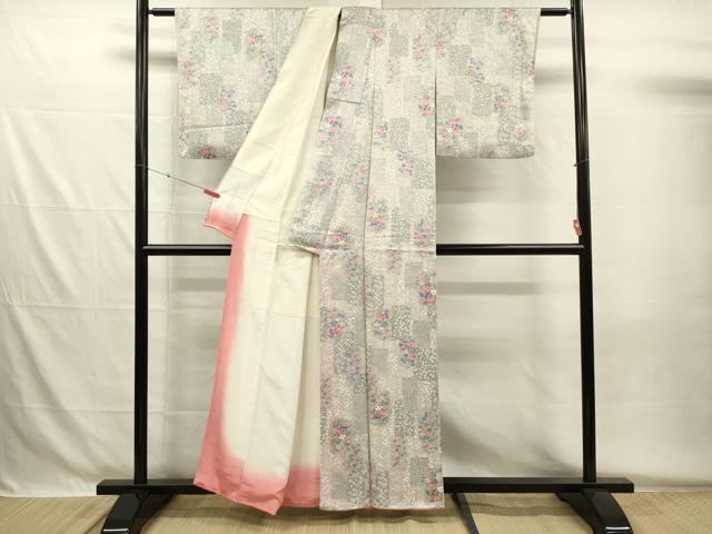 平和屋着物■上質な小紋 短冊草花文 正絹 逸品 DABG7942ya
