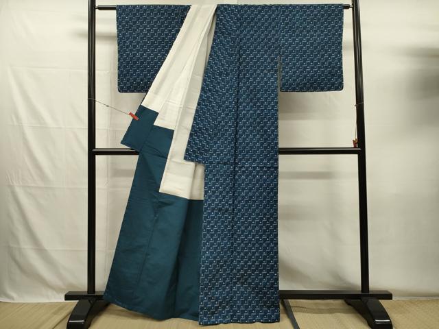 平和屋着物■上質な紬 幾何学文 正絹 逸品 DABG7943ya
