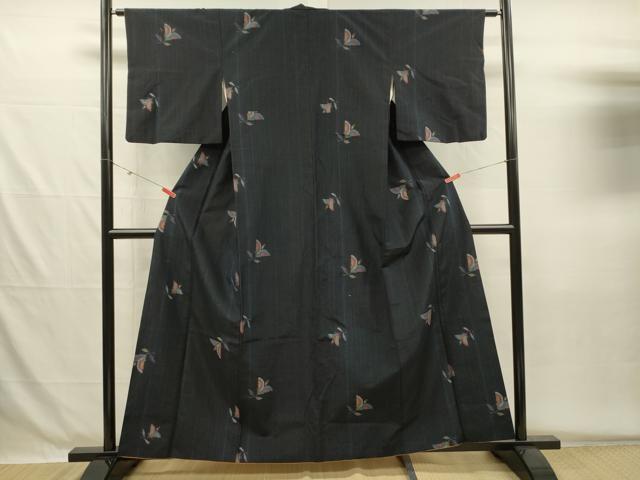 平和屋着物■上質な紬 更紗花文 正絹 逸品 DABG7949ya