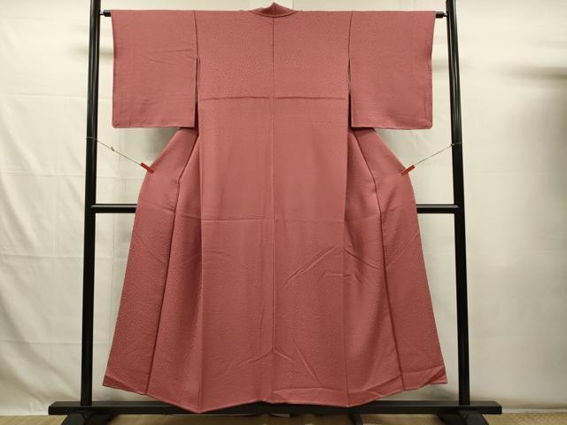 平和屋着物■上質な色無地 花尽くし地紋 小豆色 正絹 逸品 未使用 DABG7968ya
