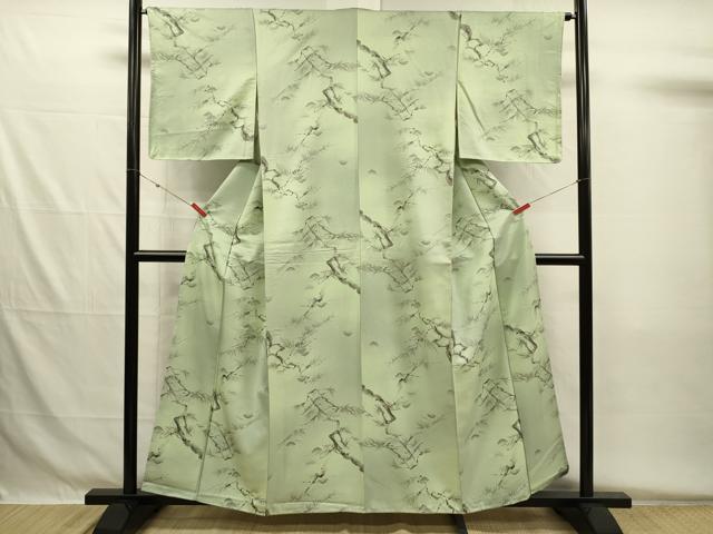 平和屋着物■上質な小紋 手描き 枝松文 暈し染め 金彩 正絹 逸品 DABG7972ya