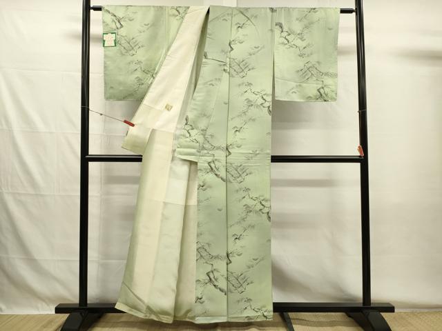 平和屋着物■上質な小紋 手描き 枝松文 暈し染め 金彩 正絹 逸品 DABG7972ya