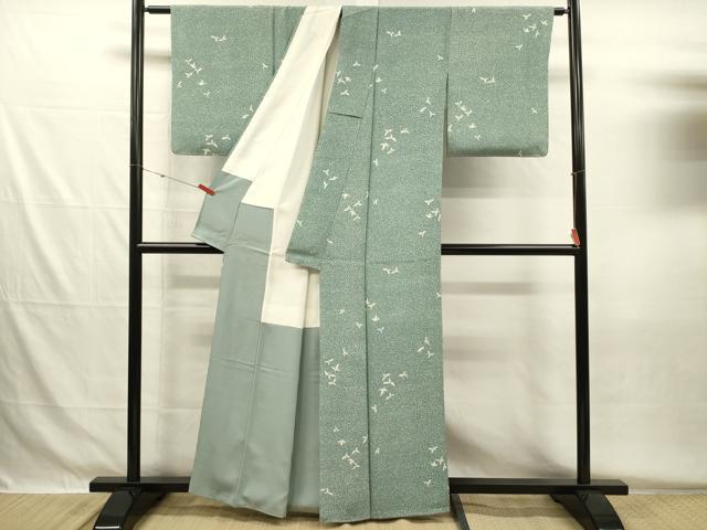 平和屋着物■上質な小紋 舞花文 たたき染め 正絹 逸品 DABG7976ya