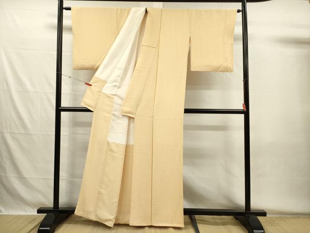 平和屋着物■上質な色無地 紗綾形地紋 蜂蜜色 正絹 逸品 DABG7980ya