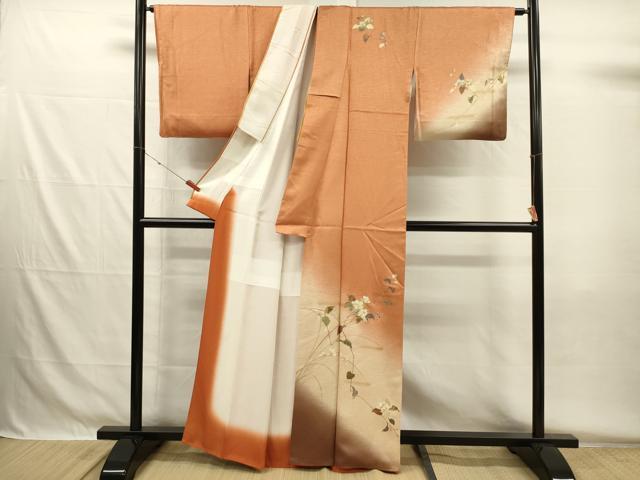 平和屋着物■訪問着 螺鈿 枝花文 暈し染め 金彩 正絹 逸品 DABG7994ya