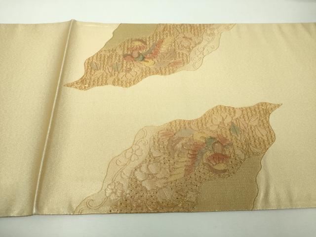 平和屋着物▼中国三大刺繍 スワトウ刺繍 汕頭刺繍 総刺繍 太鼓柄袋帯 駒刺繍 舞蝶鳳凰花文 金彩 正絹 逸品 DABG8078ps