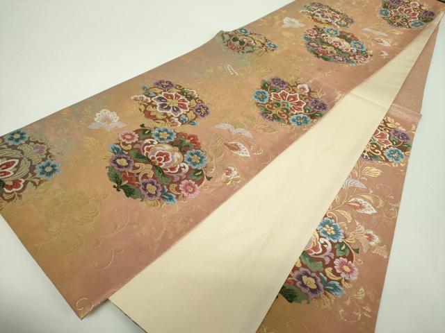 平和屋着物▼六通柄袋帯 唐織 正倉院更紗花文 金糸 引箔 正絹 逸品 DABG8179ps