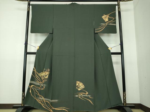 平和屋着物●訪問着 駒刺繍 竹屋町刺繍 地紙立鶴梅文 金彩 正絹 逸品 未使用 DABG8203ps