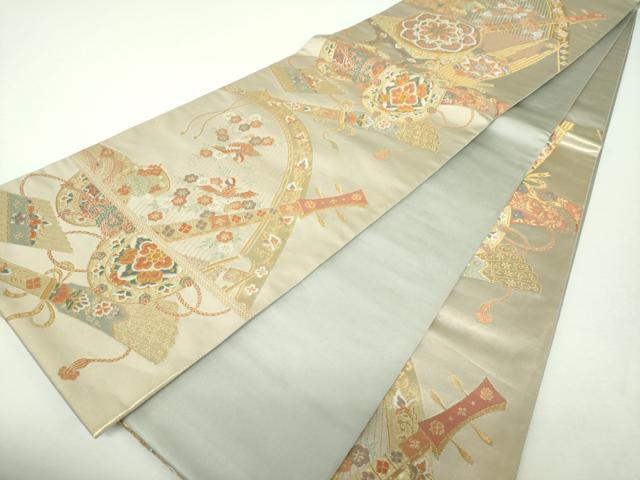 平和屋着物▼西陣 藤織謹製 六通柄袋帯 悠遠雅楽絵 金糸 正絹 逸品 DABG8225ps