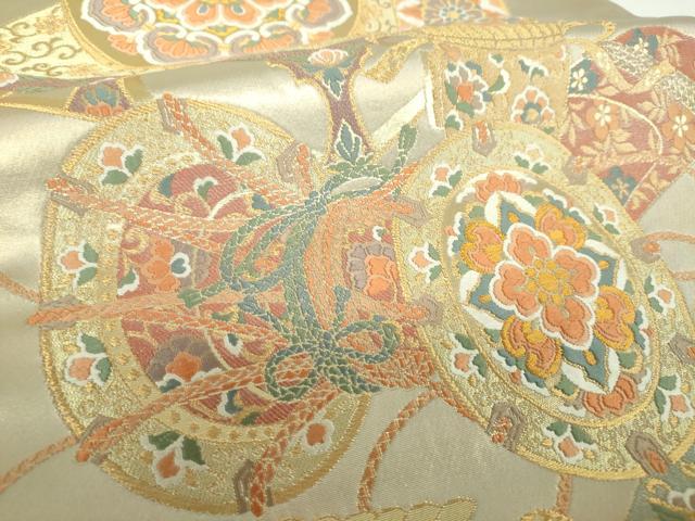 平和屋着物▼西陣 藤織謹製 六通柄袋帯 悠遠雅楽絵 金糸 正絹 逸品 DABG8225ps