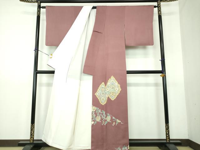 平和屋着物●豪華色留袖 駒刺繍 更紗花文 金彩 正絹 逸品 DABG8234ps