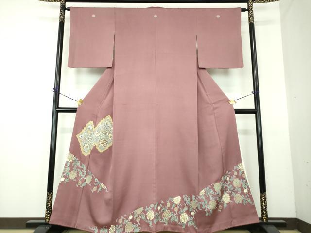 平和屋着物●豪華色留袖 駒刺繍 更紗花文 金彩 正絹 逸品 DABG8234ps